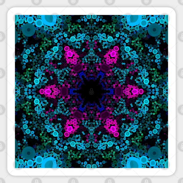 Dot Mandala Flower Blue Green and Pink Sticker by WormholeOrbital